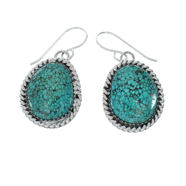 Genuine Navajo Turquoise Sterling Silver Hook Dangle Earrings X11351